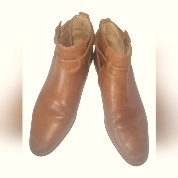 Madewell Hollis Brown English Leather Ankle Strap Buckle Detail Bootie Sz 8 1/2 - Picture 7 of 10